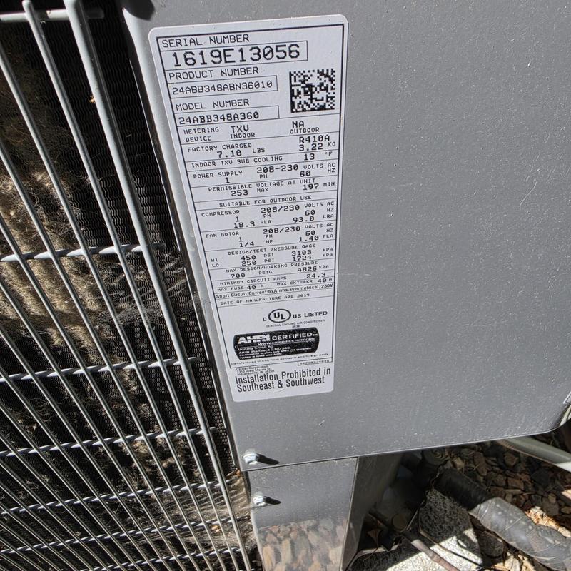 Carrier 24ABB348A360 air conditioner unit label and grille Carrier 24ABB348A360 air conditioner unit label and grille