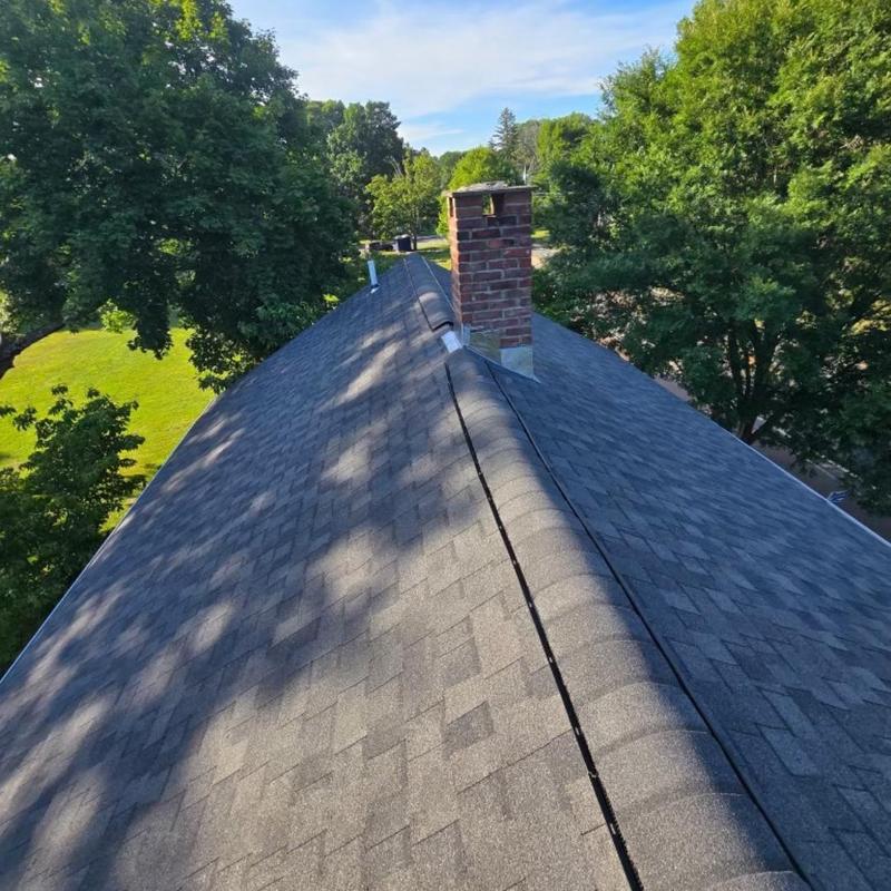 CertainTeed Landmark Pro shingles on new roof ridge CertainTeed Landmark Pro shingles on new roof ridge