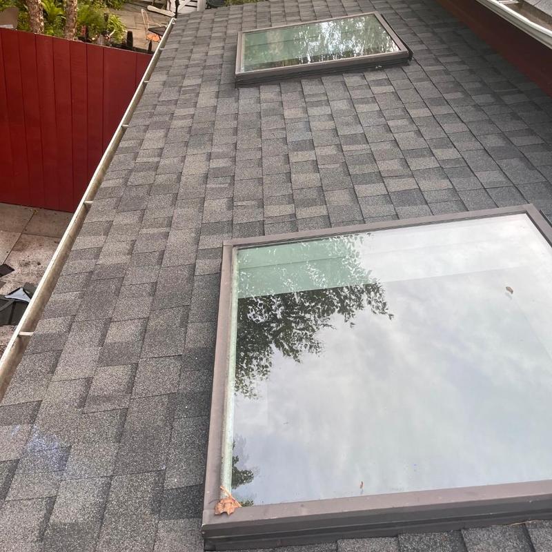 CertainTeed Landmark Pro shingles with skylights installed CertainTeed Landmark Pro shingles with skylights installed