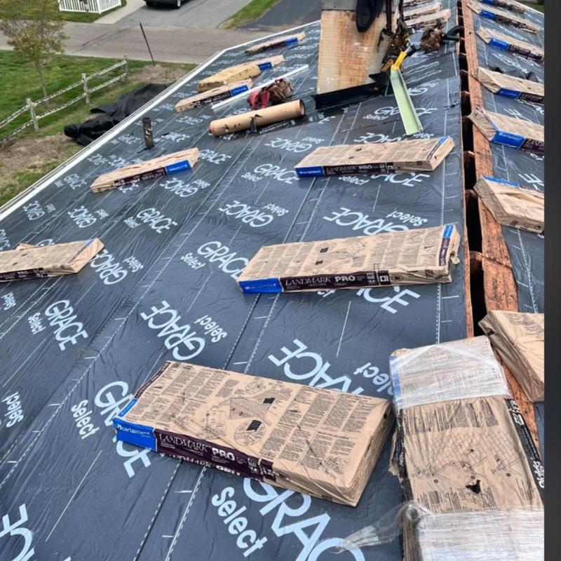 CertainTeed Landmark Pro shingles on roof underlayment CertainTeed Landmark Pro shingles on roof underlayment