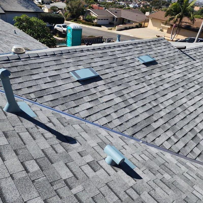 Shingle roof with vents and plumbing pipes inspection Shingle roof with vents and plumbing pipes inspection