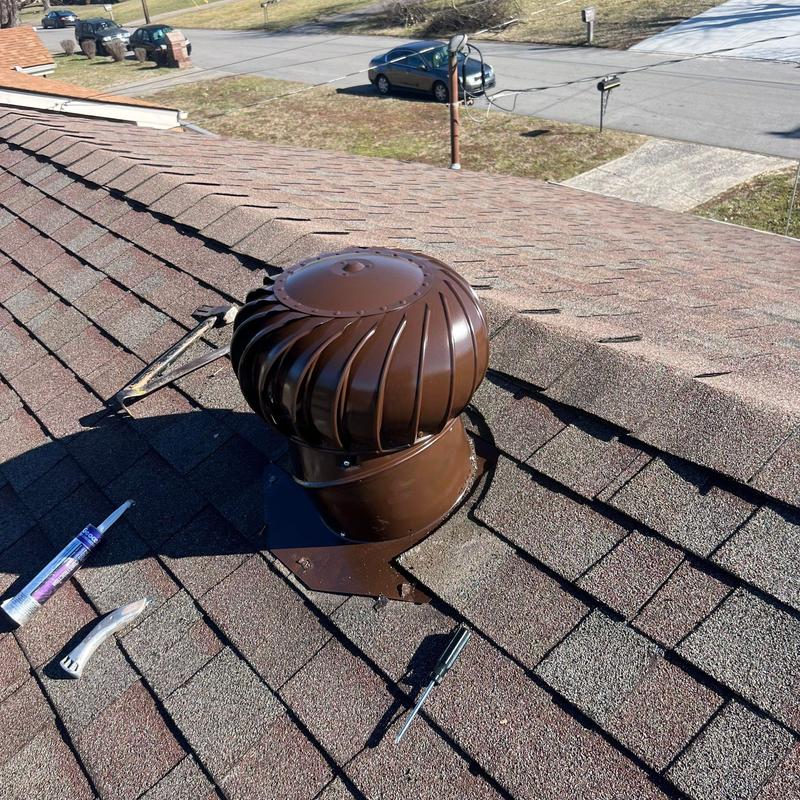 Roof turbine vent installation on asphalt shingles