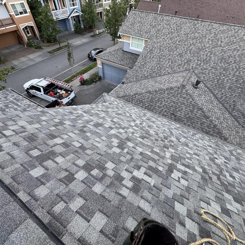 Shingle roof with new premium asphalt shingles installation