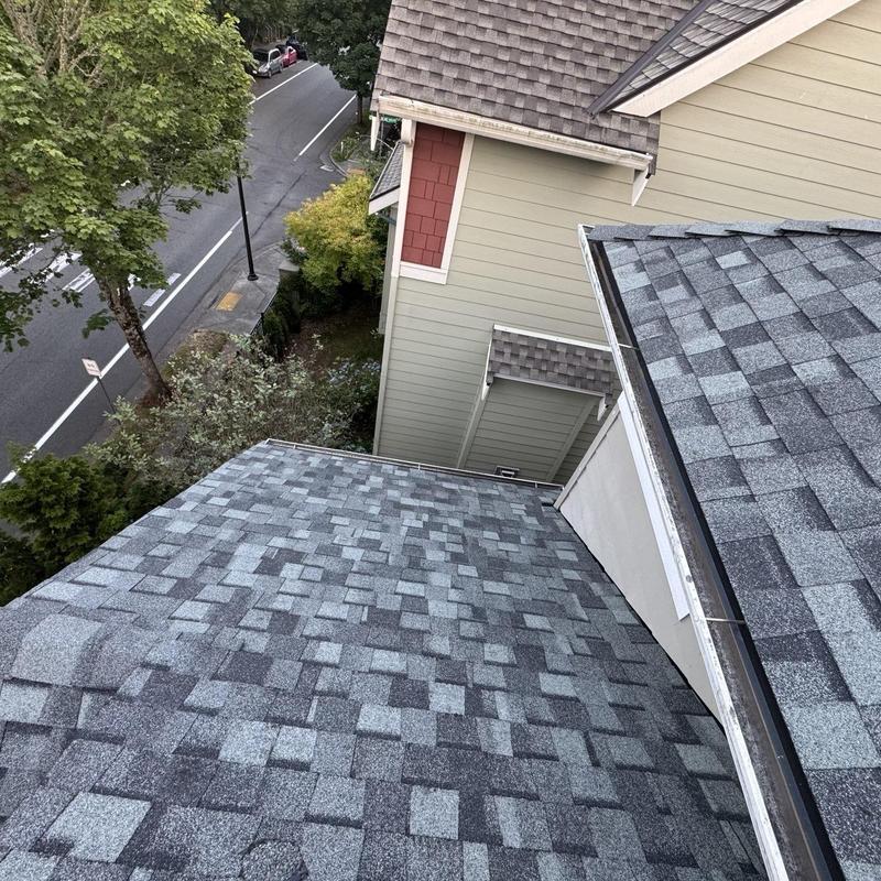 Asphalt shingle roof installation on residential home