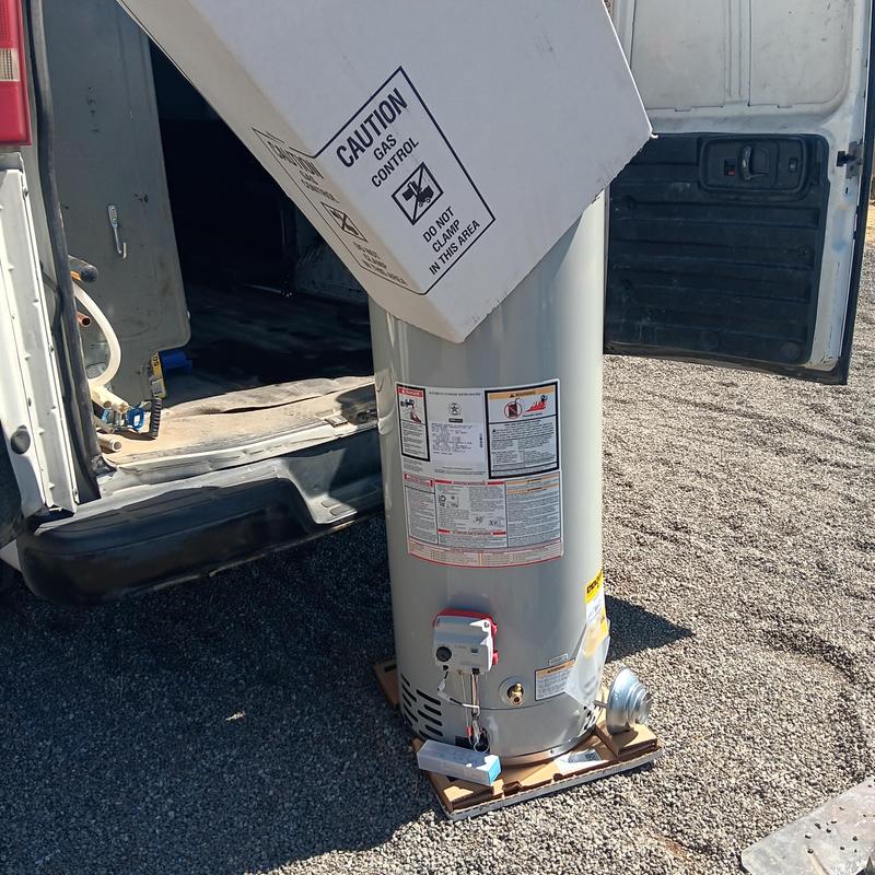 Bradford White 40-Gallon propane water heater unit outdoors Bradford White 40-Gallon propane water heater unit outdoors