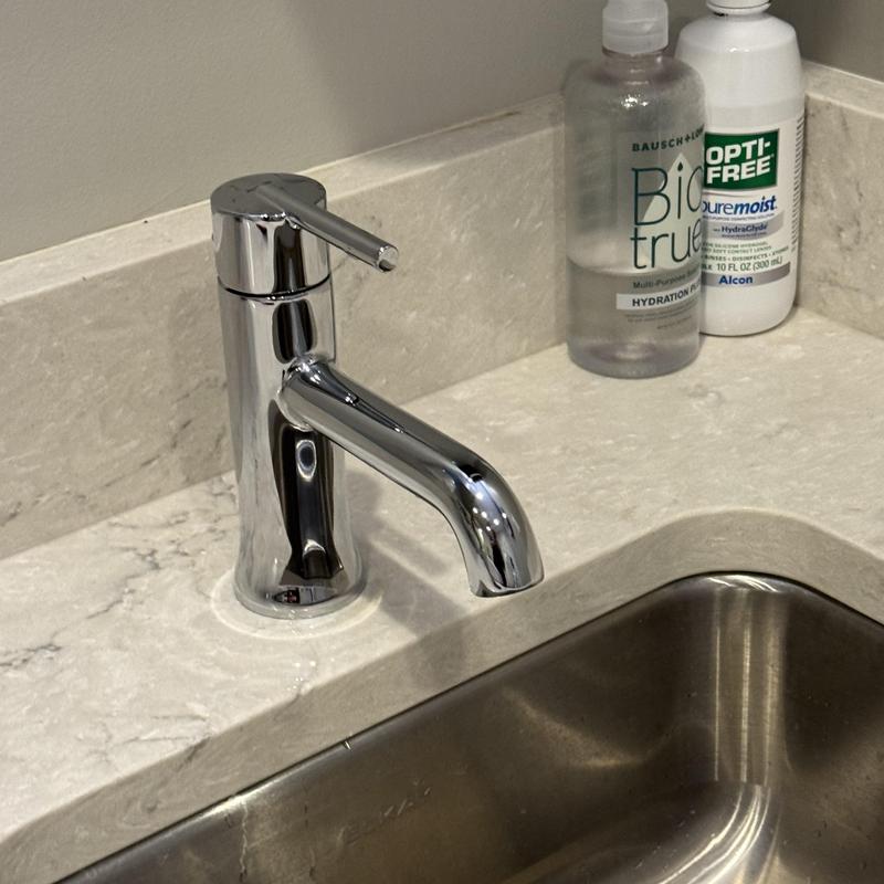 Lavatory faucet installation on marble countertop Lavatory faucet installation on marble countertop