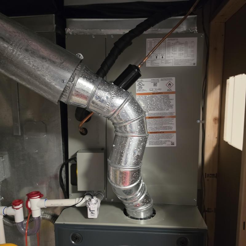 Furnace ventilation duct connected to HVAC system Furnace ventilation duct connected to HVAC system