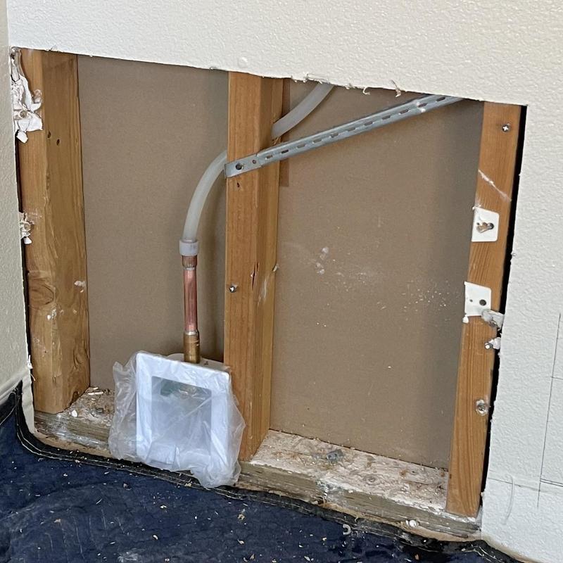 Ice maker box with copper water line reroute Ice maker box with copper water line reroute