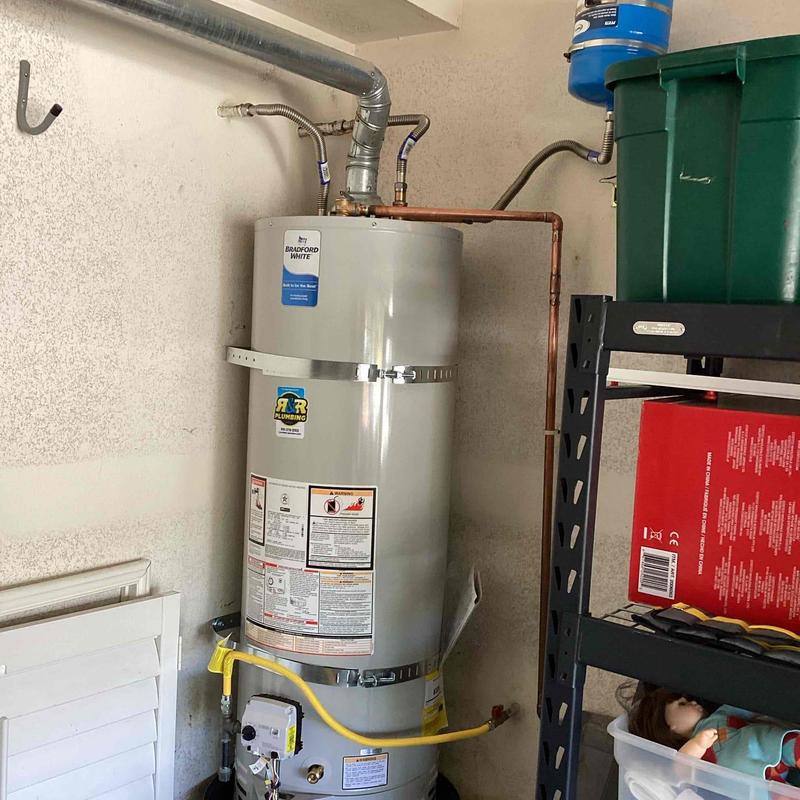 50-gallon water heater with new plumbing installation 50-gallon water heater with new plumbing installation