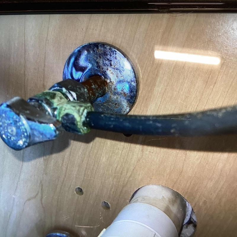 Bathroom faucet supply valve with corrosion buildup