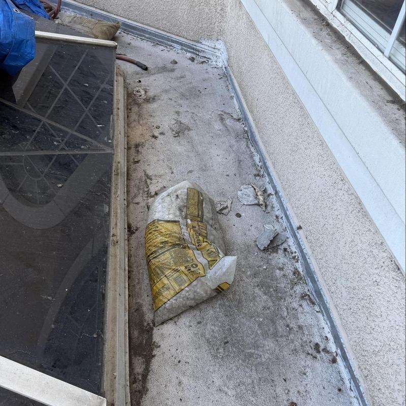 Skylight flashing and roof leak inspection area Skylight flashing and roof leak inspection area