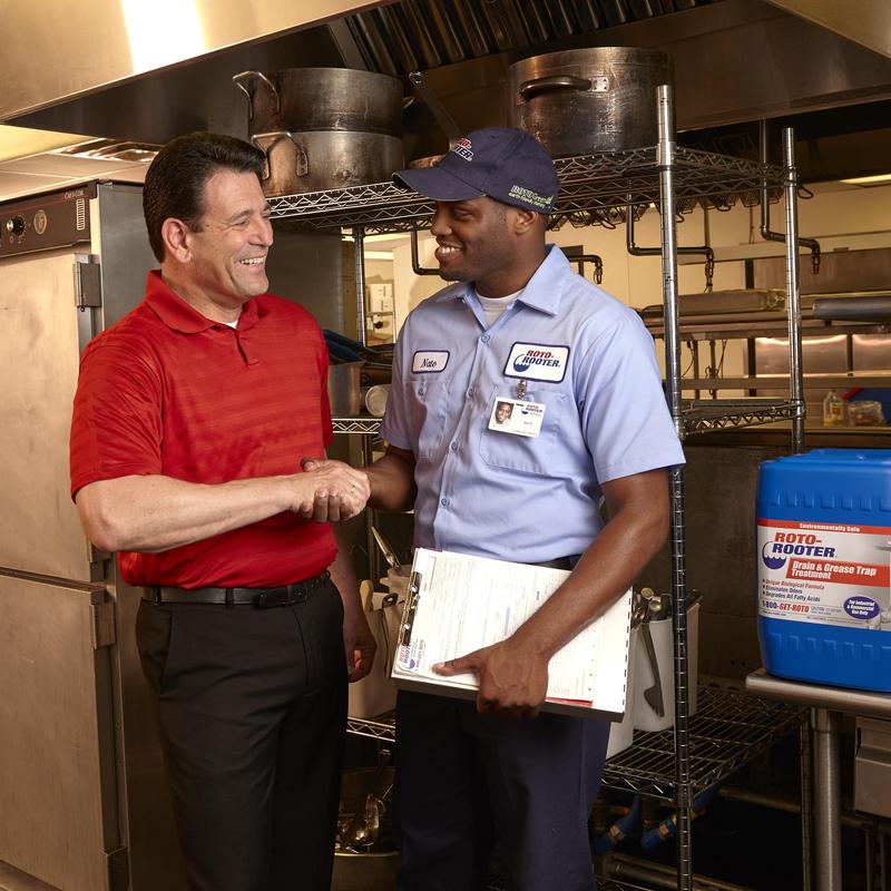 Drain and grease trap system with plumber and customer