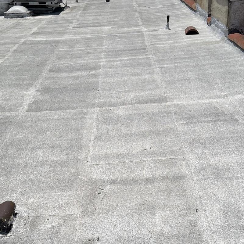 Flat roof torch down membrane condition inspection Flat roof torch down membrane condition inspection