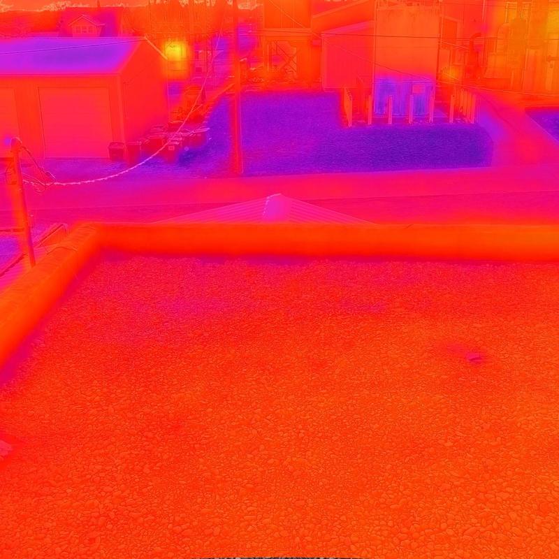 Flat roof thermal scan detecting moisture areas Flat roof thermal scan detecting moisture areas