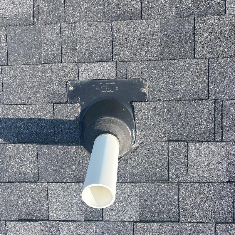 IPS galvanized steel pipe flashing on roof shingles IPS galvanized steel pipe flashing on roof shingles