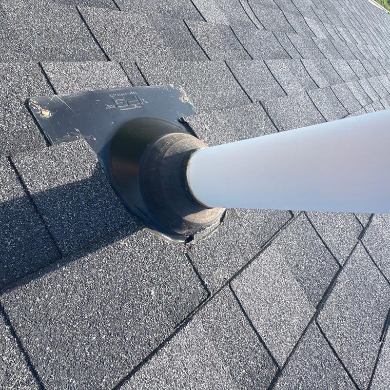 Pipe flashing on asphalt shingle roof in Lincoln, NE Pipe flashing on asphalt shingle roof in Lincoln, NE