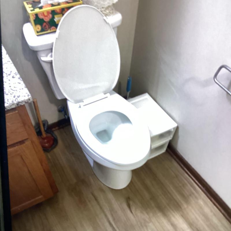 Toilet with new seal installed in residential bathroom Toilet with new seal installed in residential bathroom