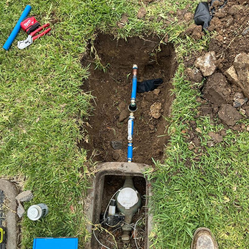 1-inch PRV valve with ball valve and pea gravel installation