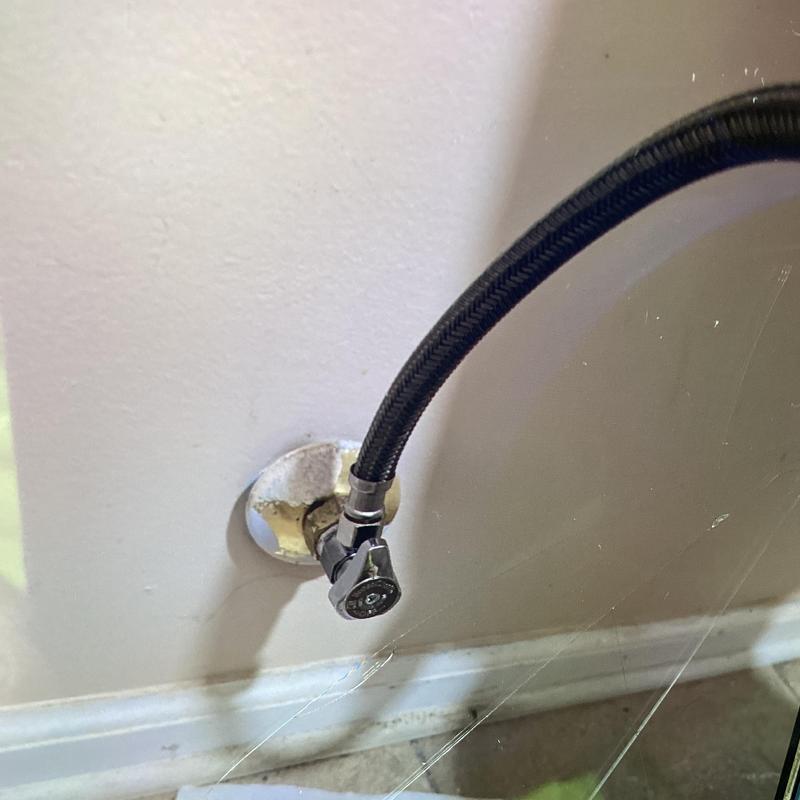 Toilet water supply angle stop and hose connection