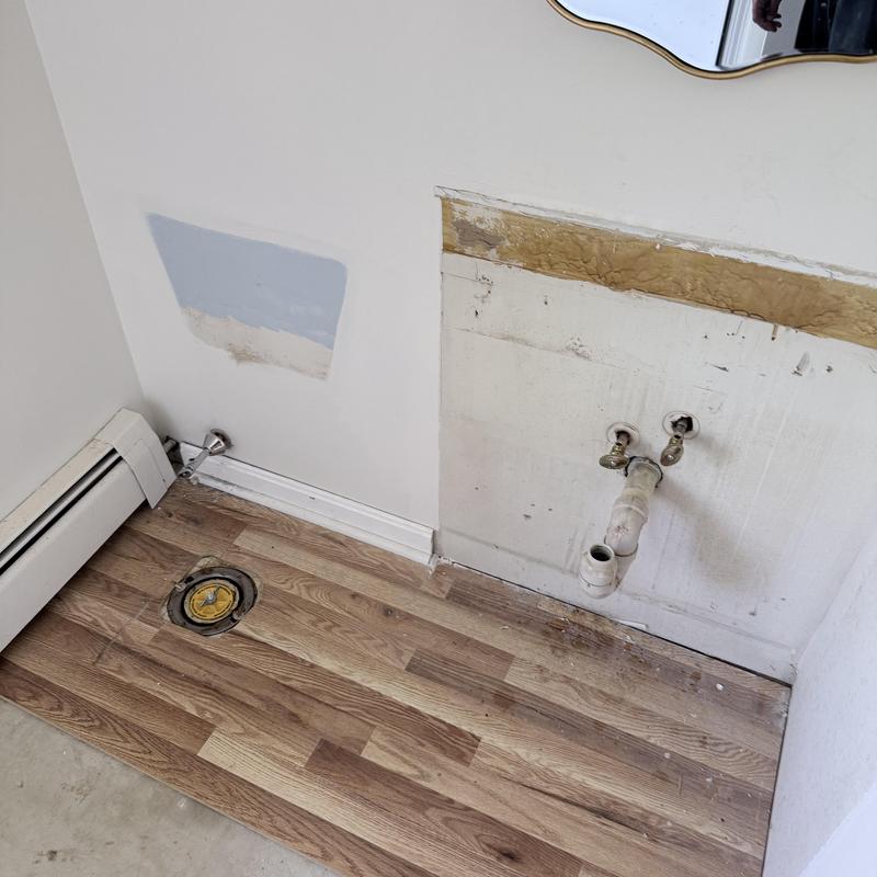 Toilet flange and water supply pipes in bathroom removal