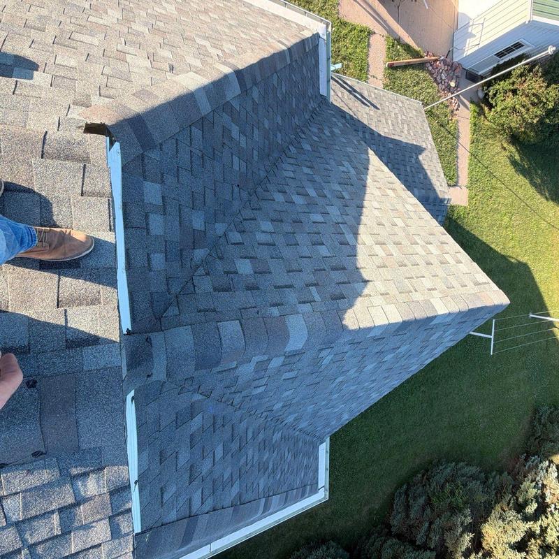 Tamko Titan XT shingles on complex roof valley Tamko Titan XT shingles on complex roof valley