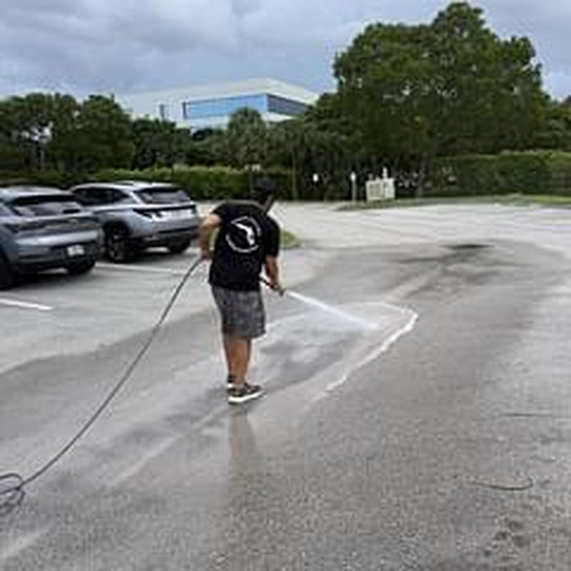 Sidewalk and street pressure washing after pipe repair Sidewalk and street pressure washing after pipe repair