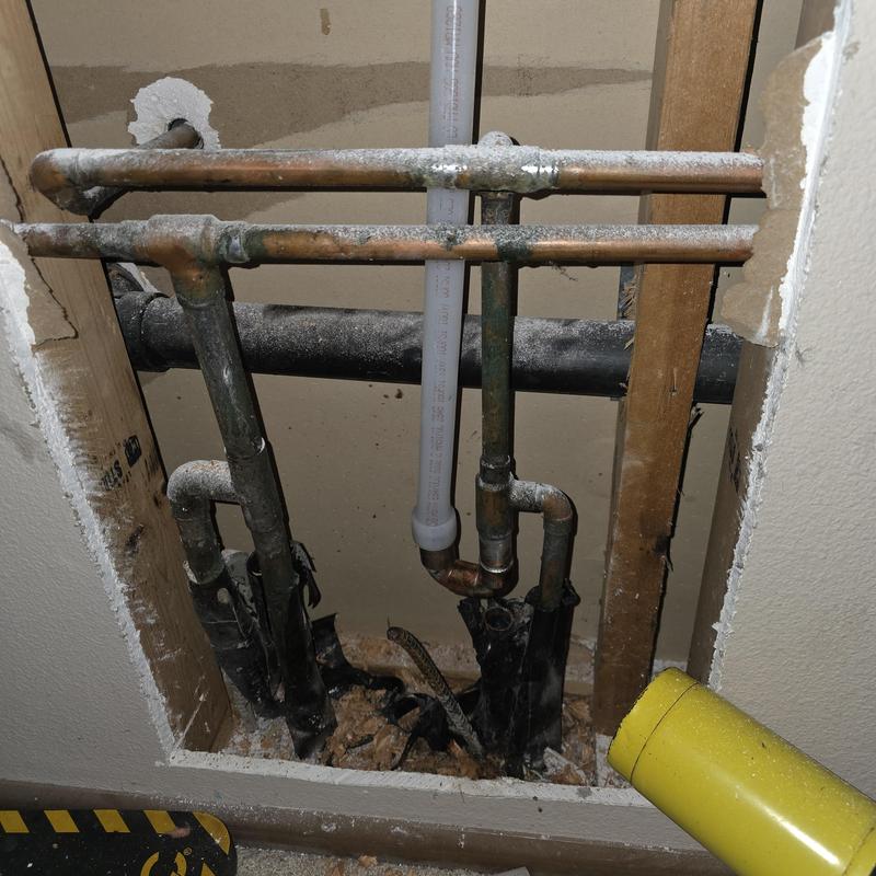 Three-quarter inch hot water line reroute overhead Three-quarter inch hot water line reroute overhead