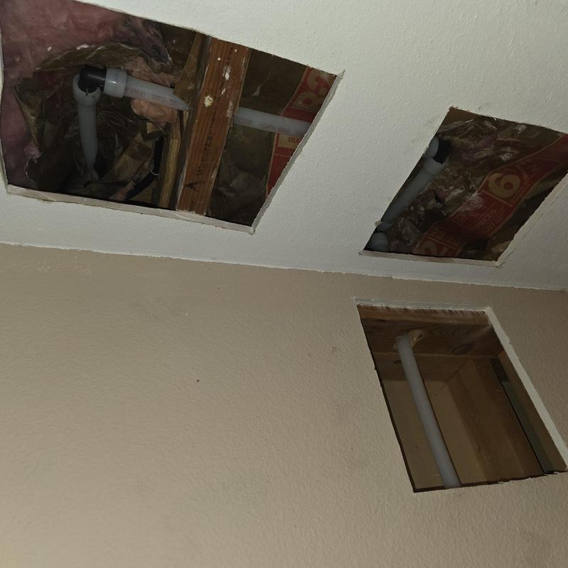 Three-quarter inch hot water line reroute overhead ceiling Three-quarter inch hot water line reroute overhead ceiling