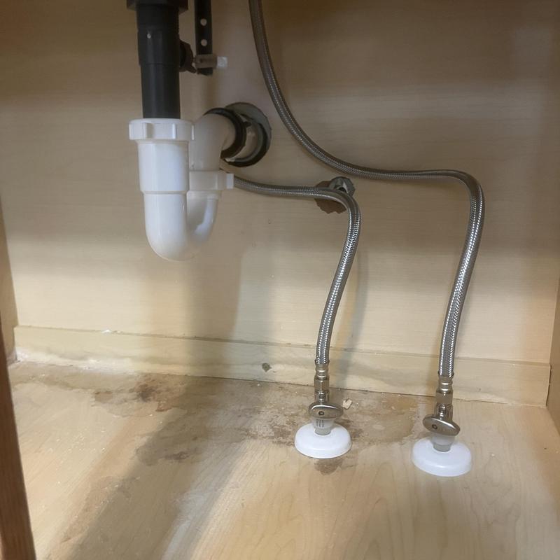 Flexible water supply lines with shutoff valves under sink