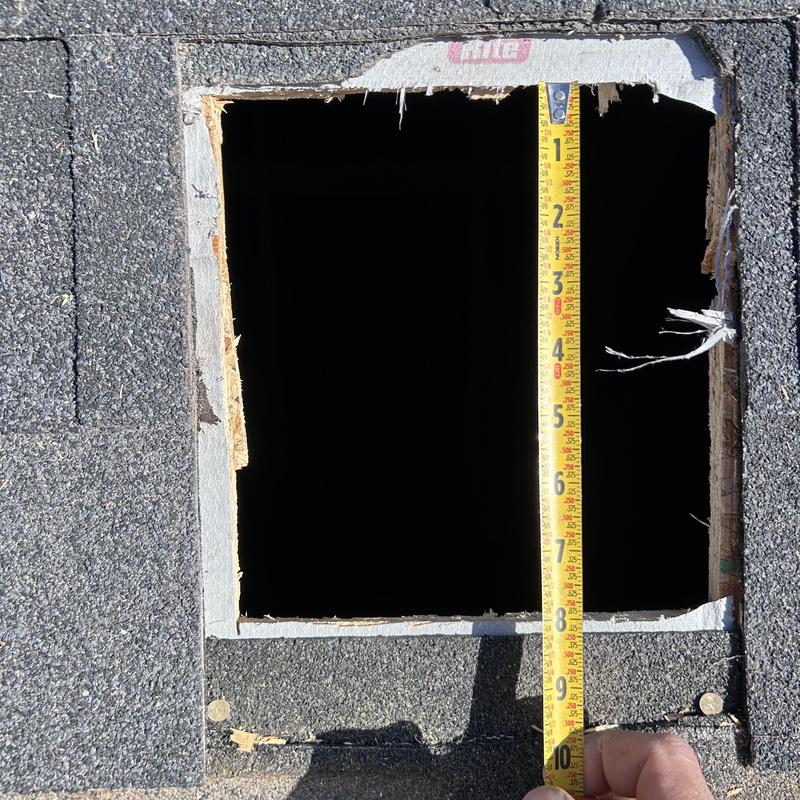 Roof vent opening measurement on asphalt shingles Roof vent opening measurement on asphalt shingles