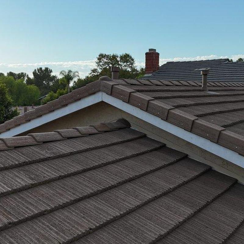 Tile roof with ridge tile and vent inspection Tile roof with ridge tile and vent inspection