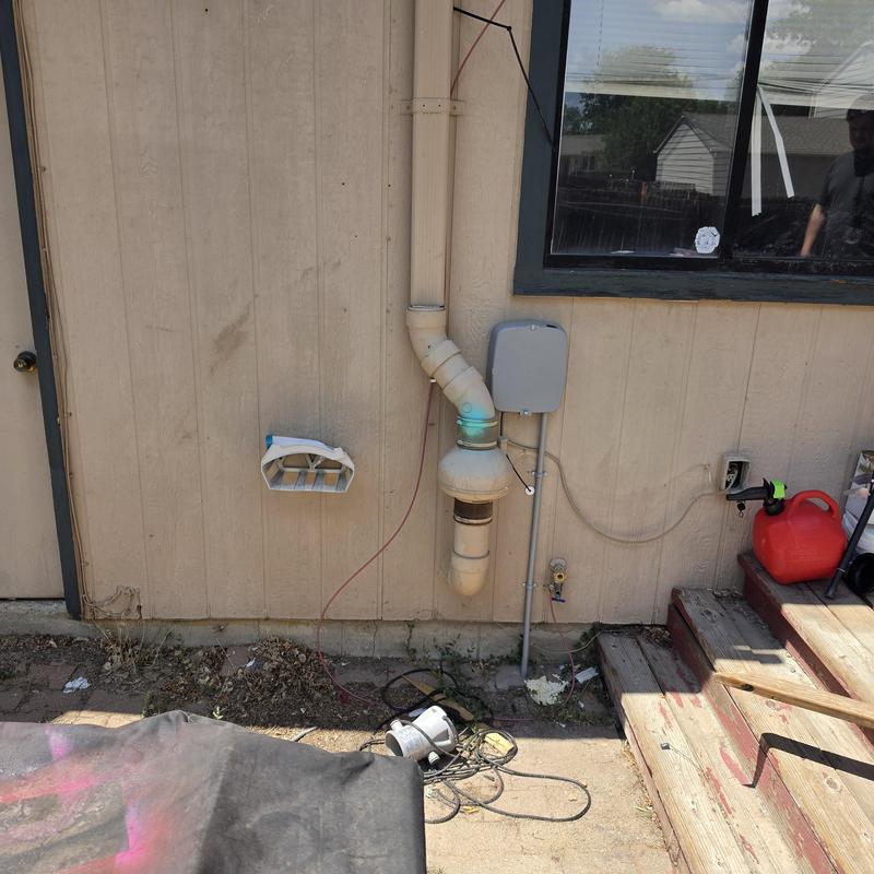 Dryer vent pipe and exterior wall setup with electrical box Dryer vent pipe and exterior wall setup with electrical box