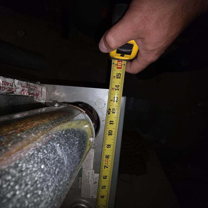 Duct pipe measurement with tape in HVAC system Duct pipe measurement with tape in HVAC system