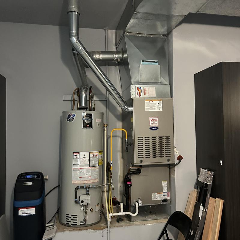 Water heater and furnace with ductwork installation