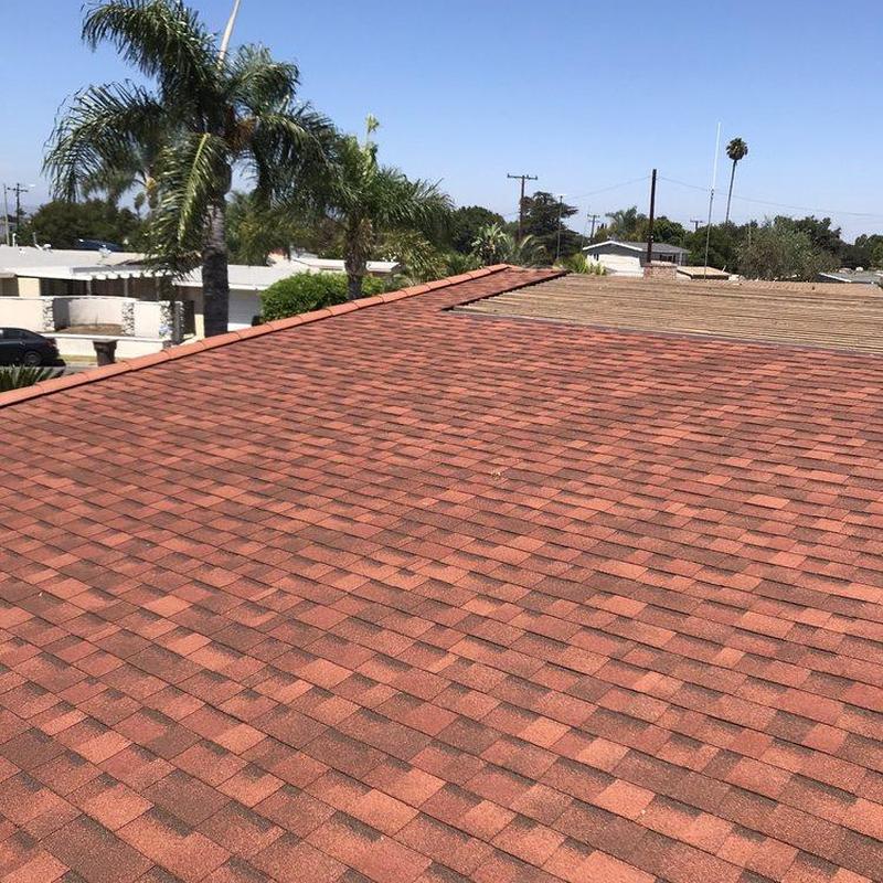 Shingle roof with red asphalt shingles inspection Shingle roof with red asphalt shingles inspection