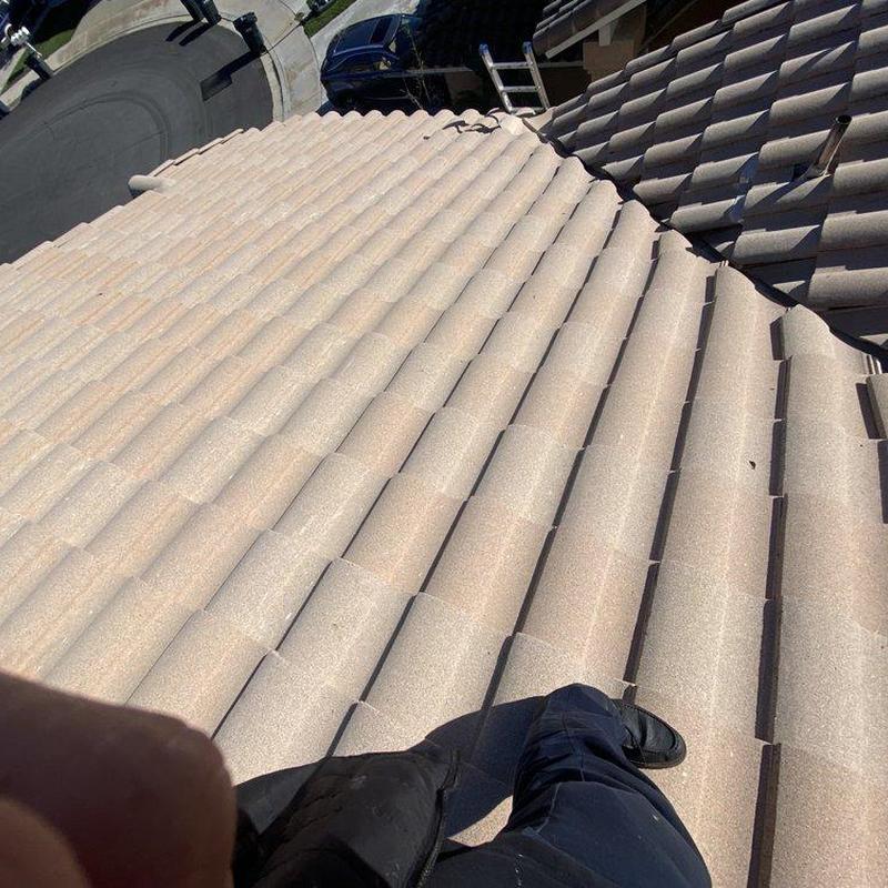 Tile roofing installation on residential roof in Irvine, CA Tile roofing installation on residential roof in Irvine, CA
