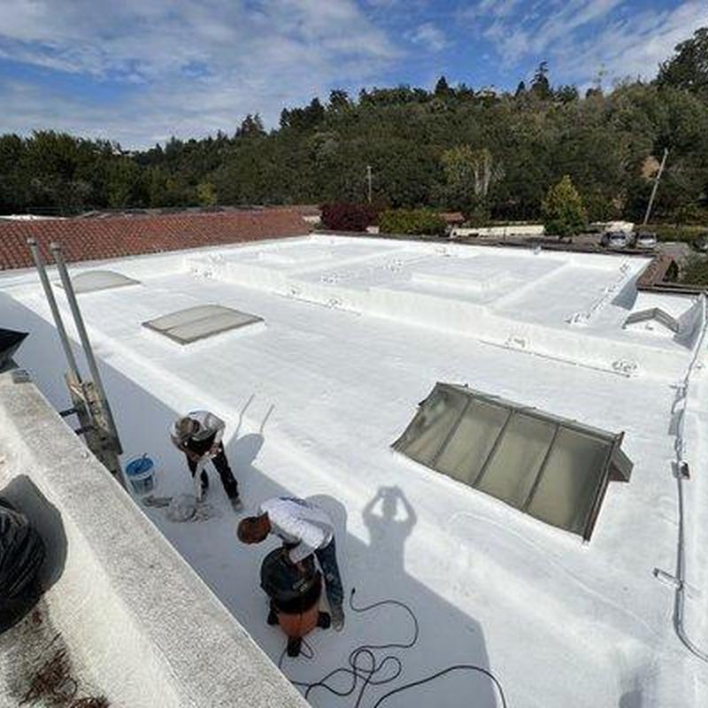 Commercial flat roof coating application in La Habra, CA Commercial flat roof coating application in La Habra, CA