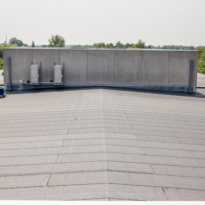 Commercial flat roof membrane with HVAC units Commercial flat roof membrane with HVAC units
