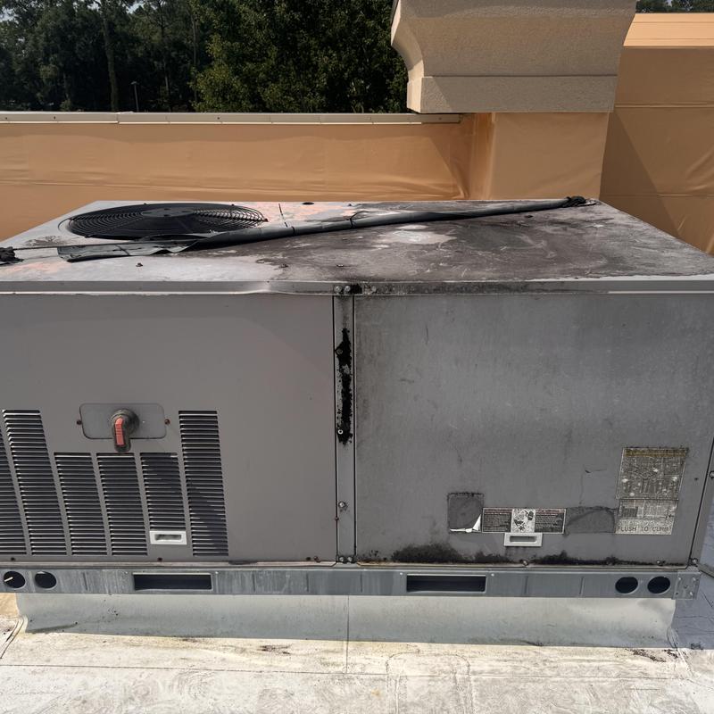 Rooftop unit (RTU) HVAC system on commercial roof