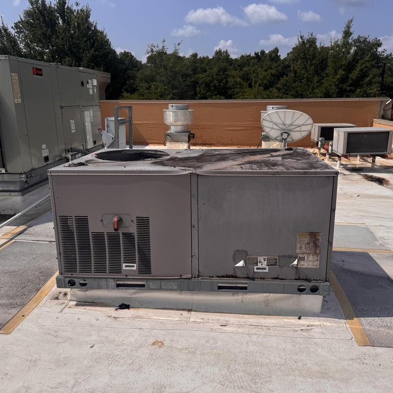 RTU rooftop unit on commercial building roof