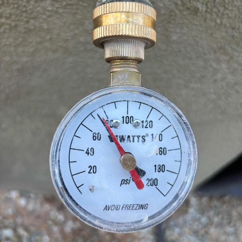 Pressure gauge on Zurn Wilkins reducing valve at 70 psi Pressure gauge on Zurn Wilkins reducing valve at 70 psi