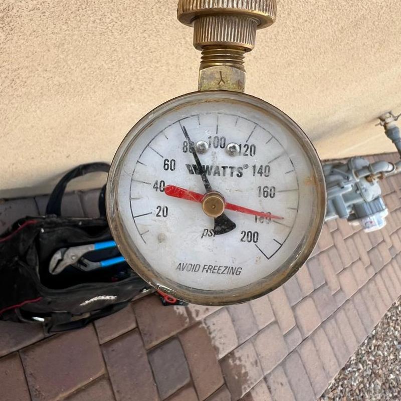 Water pressure gauge showing high water pressure reading Water pressure gauge showing high water pressure reading
