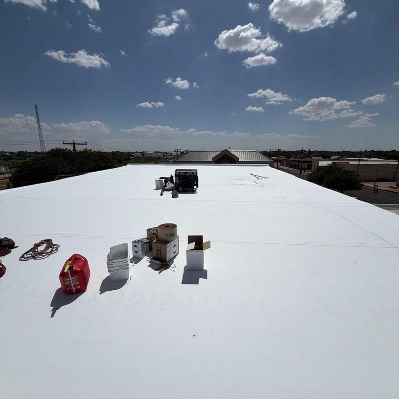 TPO retrofit roofing system over metal roof in Stanton TX