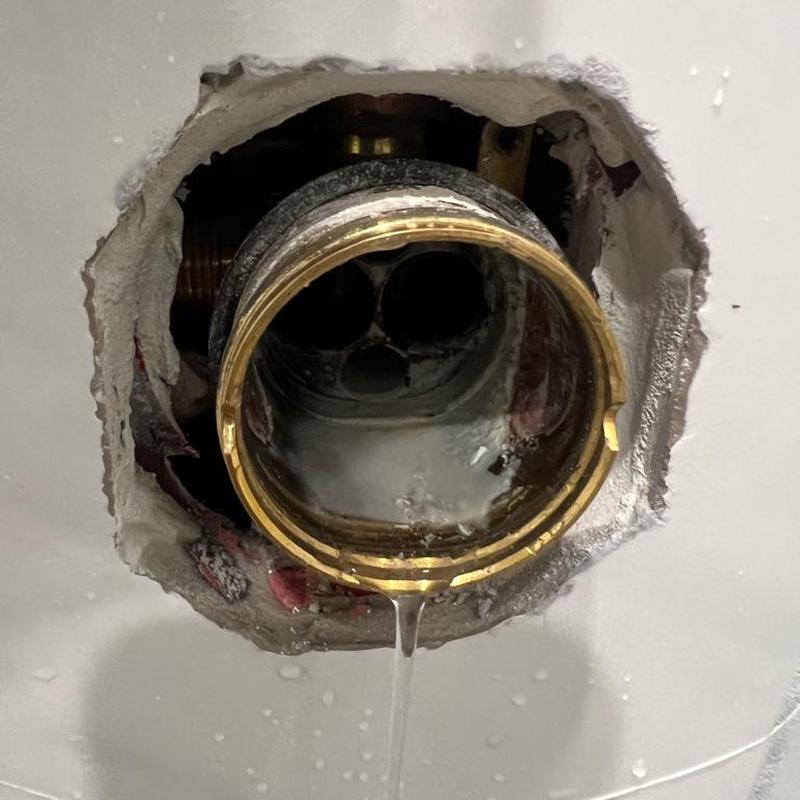 Shower valve cartridge housing leaking water inside wall Shower valve cartridge housing leaking water inside wall