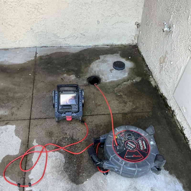 Mainline drain cleaning snake with inspection monitor