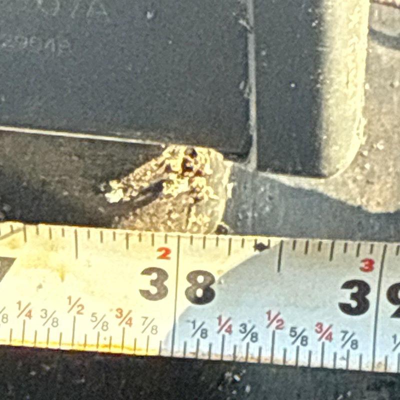 Roof shingles with hail damage and measurement tape