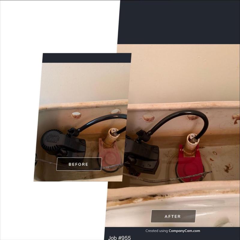 Toilet fill valve and flapper replacement before and after Toilet fill valve and flapper replacement before and after