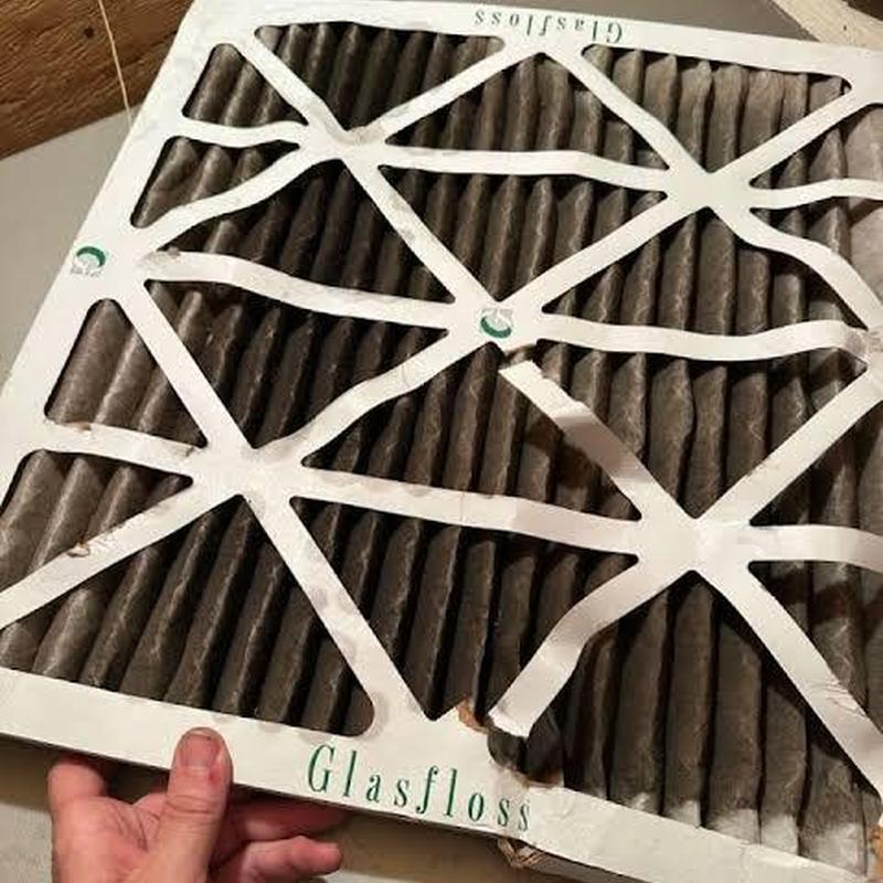 Whole home air filter heavily restricted and removed