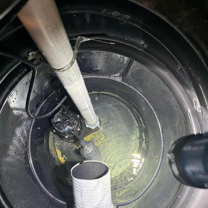 Sump pump and check valve inside wet pit Sump pump and check valve inside wet pit