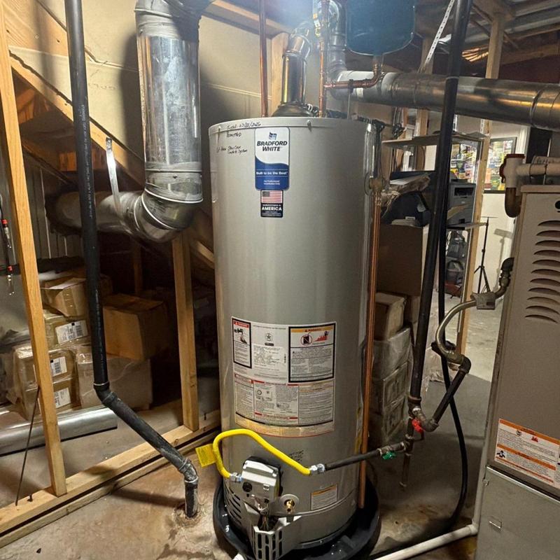 50-gallon Bradford White water heater with vent piping 50-gallon Bradford White water heater with vent piping